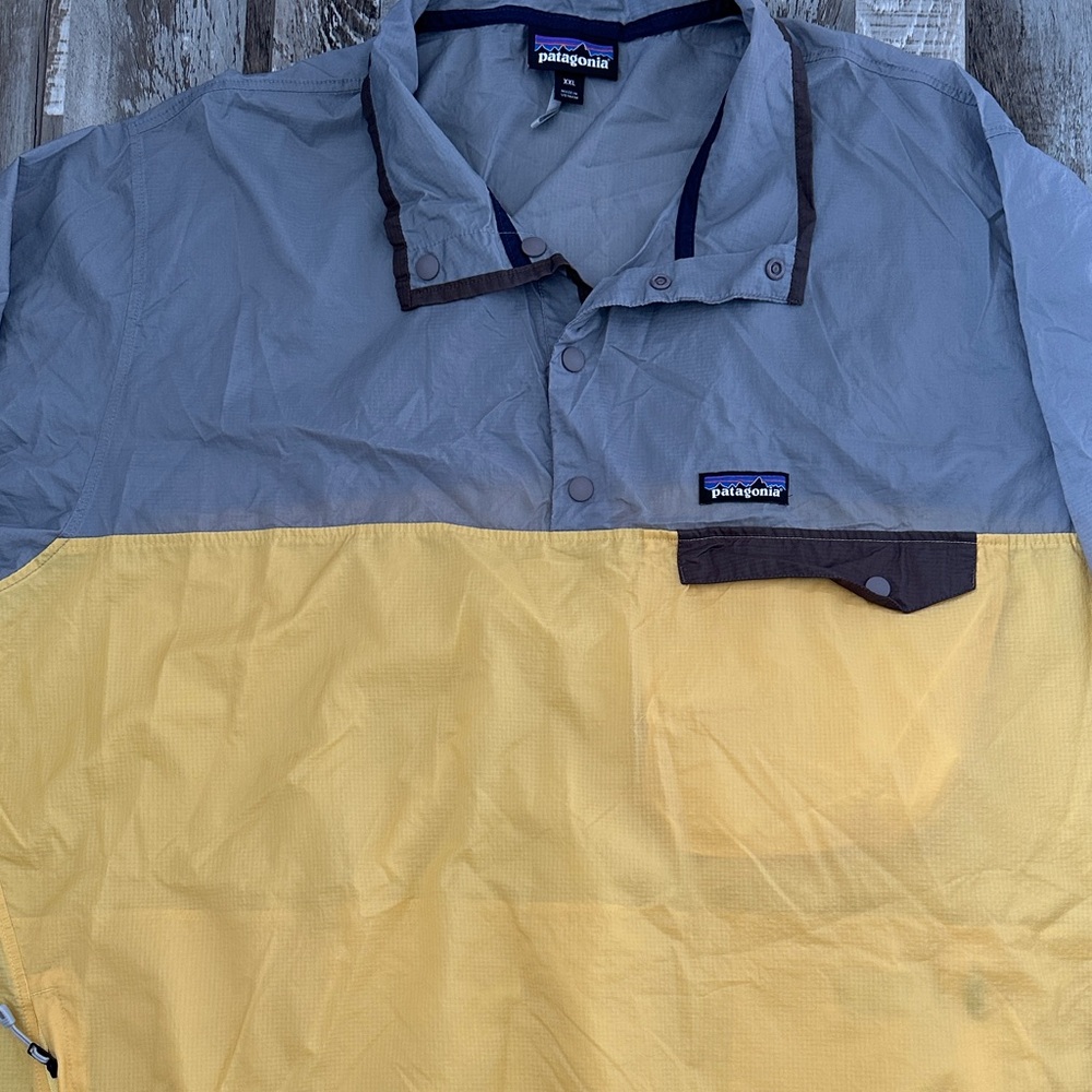 Patagonia Gray and Yellow Houdini Snap Pullover Nylon Windbreaker - Picture 3 of 11